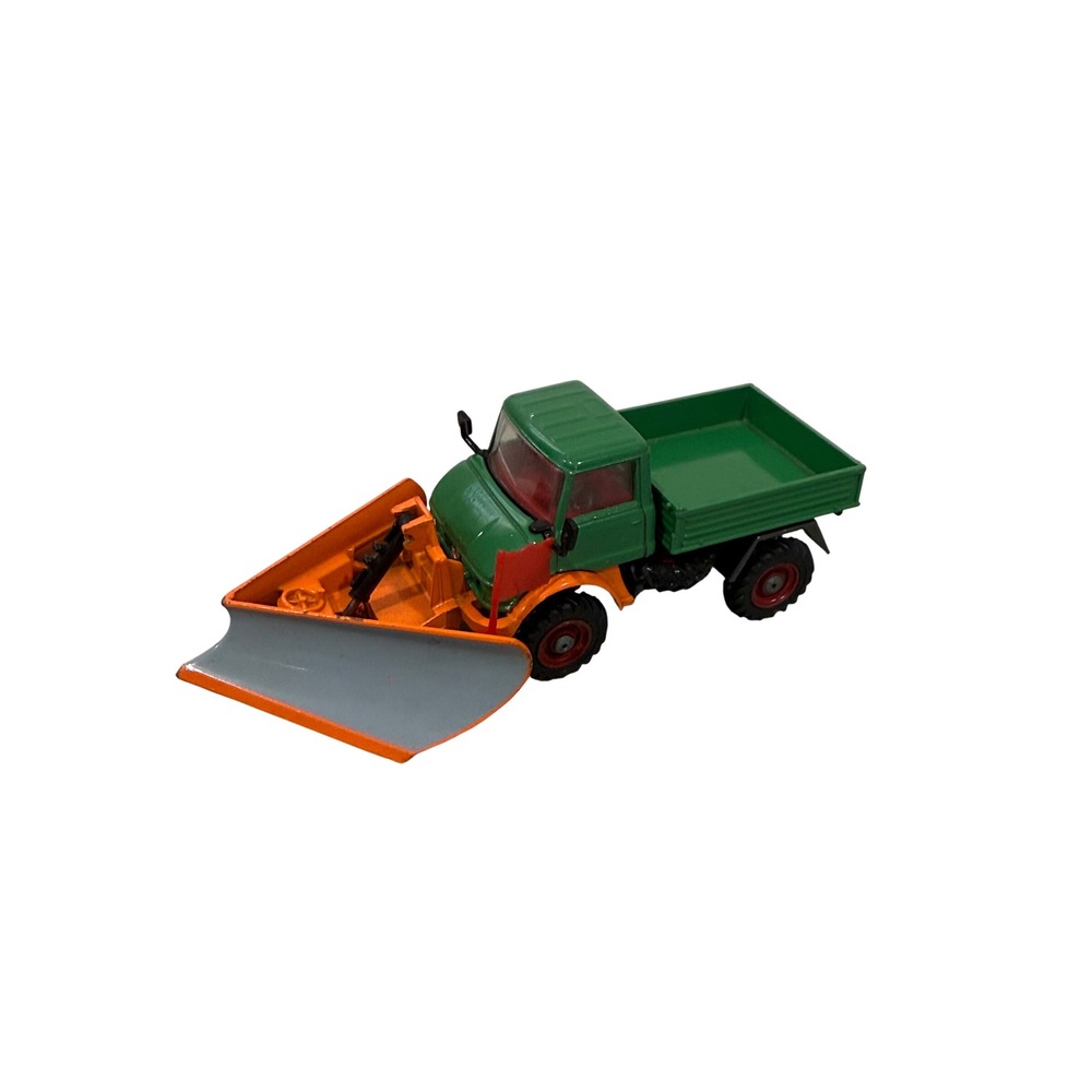 VTG Corgi Toys Unimog 406 Snow Plough Green Orange Diecast Truck Great Britain